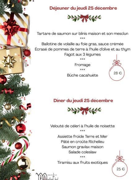 Menus du 25 décembre