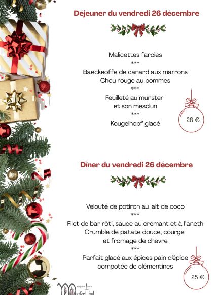 Menus du 26 décembre