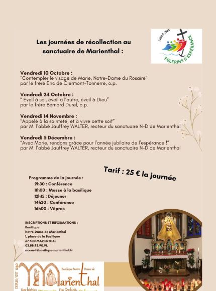 Journées de récollection au sanctuaire de Marienthal - Fin 2025