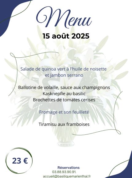 Menu du 15 août