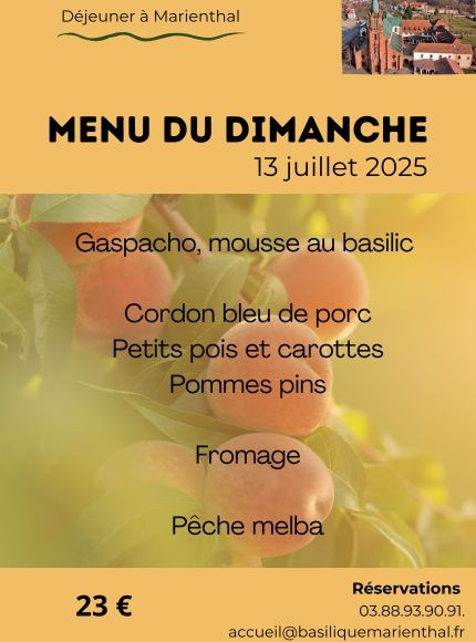 Menu du dimanche 13 juillet 2025