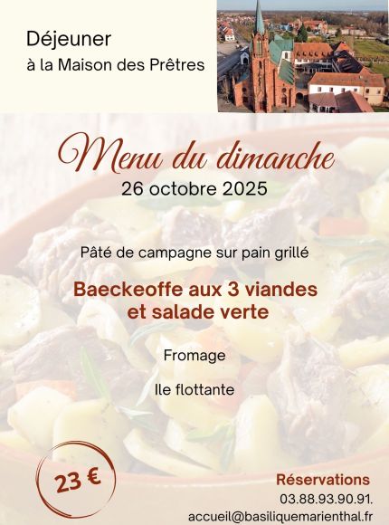 Menu du dimanche 26 octobre 2025