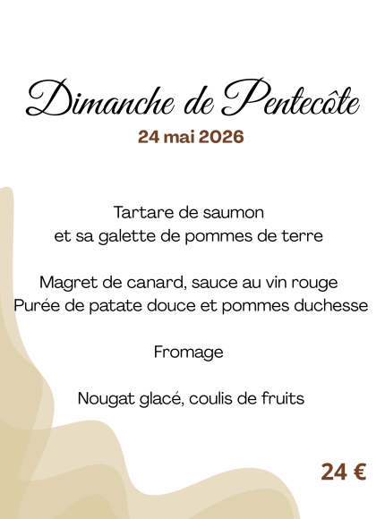 Menu du dimanche de Pentecôte