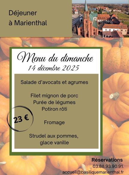 Menu du dimanche           14 décembre 2025